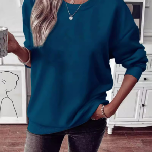 Casual Crew Neck Plain Sweatshirt, Hoodies & Sweatshirts, color:Purplish blue|size:3XL, catalog Noracora shop