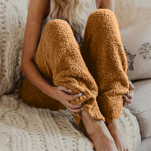 Women Casual Plain Comfy Fleece Long Pants, Pants, color:Caramel|size:XXL, catalog Noracora shop