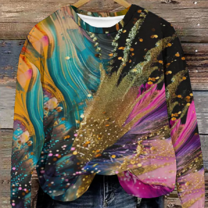 Casual Crew Neck Ombre Sweatshirt, Hoodies & Sweatshirts, color:As Picture|size:XXL, catalog Noracora shop
