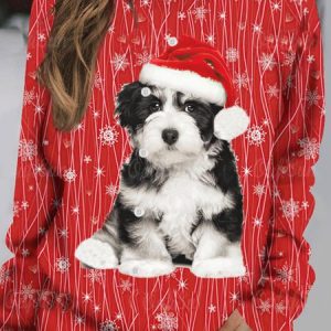 Casual Crew Neck Christmas Sweatshirt, Hoodies & Sweatshirts, color:Red|size:XXL, catalog Noracora shop