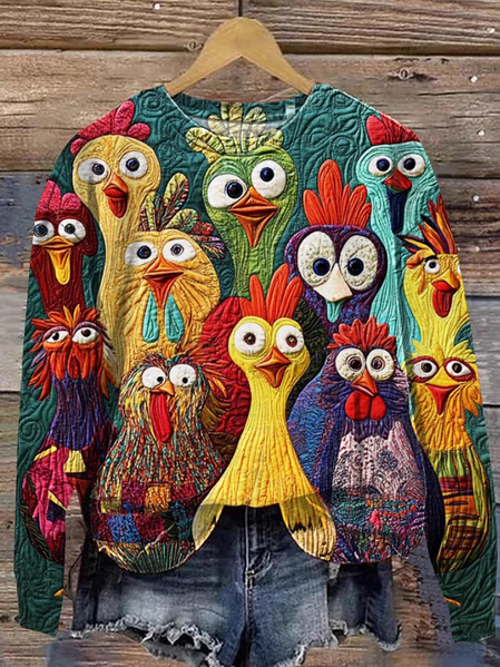 Women's Crew Neck Turkey Casual Spring/Fall Long Sleeve Sweatshirt, JustFashionNow Sweatshirts & Hoodies, color:Multicolor|size:XXL,