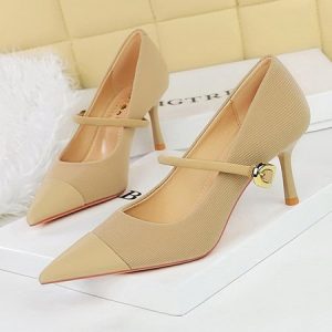 Plain Urban Stiletto Heel Flat, Heels, color:Beige|size:43, Stylewe
