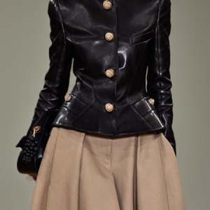 Regular Fit Plain Urban Regular Sleeve Crew Neck Long Sleeve Faux Leather Coat, Jackets, color:Black|size:XXL, Stylewe