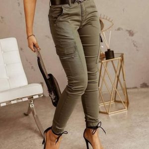 Zipper Pocket Design Casual Pants Without Belt, women Pants, ChicMe catalog