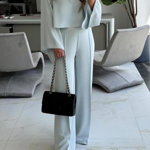 2 Pieces Round Neck Bell Sleeve Top and Casual Loose Fit Pants Set, women Two-piece Sets, ChicMe catalog