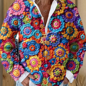 3D Printing Colorful Funny Print Buttoned Cardigan Sweater, Cardigans, Lilicloth.com