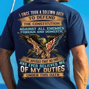 Men's No One Has Ever Relieved Me Of My Duties Under This Oath Funny Flag Graphic Print Casual Text Letters Cotton T-Shirt, T-shirts, Lilicloth.com