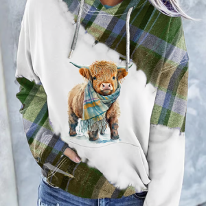 Women's Casual Highland Cow Print Hoodie, Hoodies&Sweatshirts, Lilicloth.com