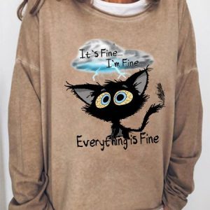 Women's It's Fine I'm Fine Everything Is Fine Funny Text Letters Casual Sweatshirt, Hoodies&Sweatshirts, Lilicloth.com