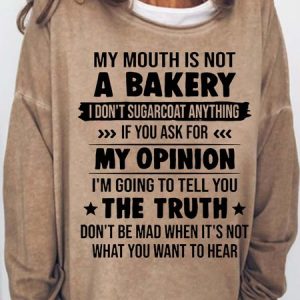 Women's Funny Letter My Mouth Is Not A Bakery Casual Sweatshirt, Hoodies&Sweatshirts, Lilicloth.com