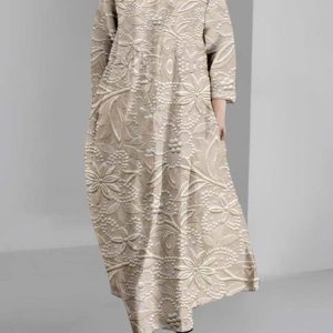 Crew Neck 3D Printing Vintage Dress With No, Dresses, Lilicloth.com
