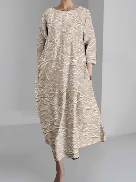 Crew Neck 3D Printing Vintage Dress With No, Dresses, Lilicloth.com