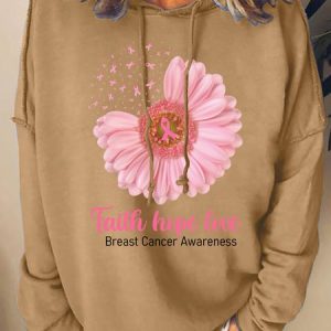 Faith Hope Love Breast Cancer Awareness Pink Day Women's Hoodie Sweatshirt, Hoodies&Sweatshirts, Lilicloth.com