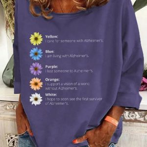 Alzheimer's Awareness  Floral Print Casual Sweatshirt, Hoodies&Sweatshirts, Lilicloth.com