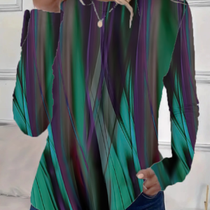 Women's Long Sleeve T-shirt Spring/Fall As Picture Abstract Printing Jersey Crew Neck Daily Going Out Casual Top, Long sleeves, Lilicloth.com