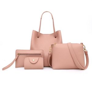 Casual 4PCS PU Crossbody Shoulder Handbag, Bags, color:Pink|size:One-size, catalog Noracora shop