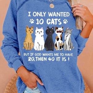 Women Cat Lover Regular Fit Crew Neck Sweatshirt, Hoodies&Sweatshirts, Lilicloth.com