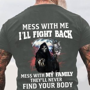 Skull Mess With Me Back Cotton T-shirt, T-shirts, Lilicloth.com