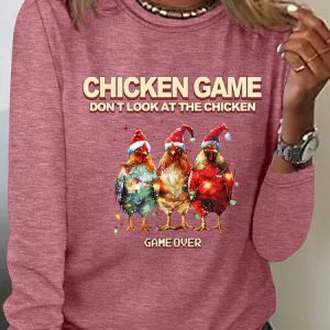 Chicken Game Don't Look At The Chicken Casual Long Sleeve Shirt, Long sleeves, Lilicloth.com