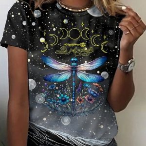 Casual Animal Crew Neck Short Sleeve T-shirt, T-shirts, color:Black|size:4XL, catalog Noracora shop