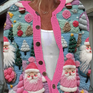Women's Christmas Santa Claus 3D Printing Print Cardigan, Cardigans, Lilicloth.com