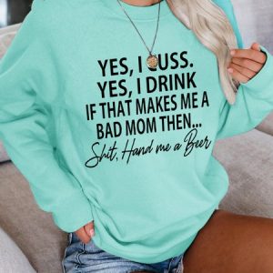 Funny Word Casual Long Sleeve Sweatshirts, Hoodies&Sweatshirts, Lilicloth.com