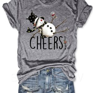 Tipsy Snowman Wine Cheers Women's T-shirt, T-shirts, Lilicloth.com