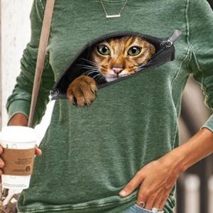 Women's Funny Cat Casual Sweatshirt, Hoodies&Sweatshirts, Lilicloth.com