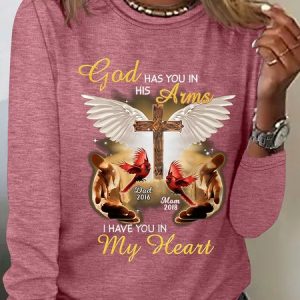 God Has You In His Arms, I Have You In My Heart Custom Cardinal Memorial Casual Long Sleeve Shirt, Long sleeves, Lilicloth.com