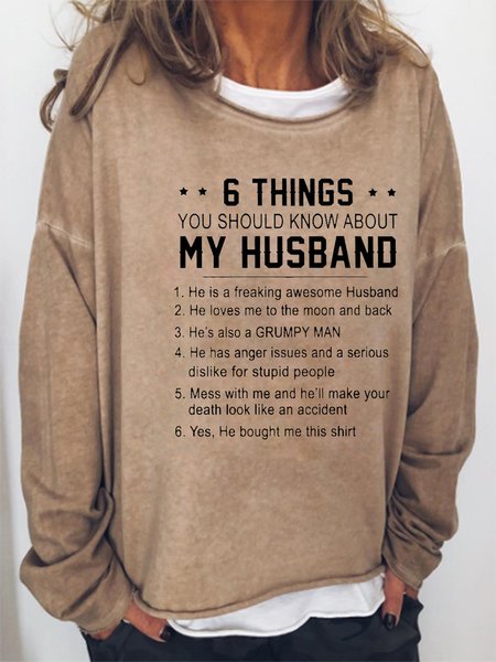 6 Things About My Husband Casual Sweatershirt, Hoodies&Sweatshirts, Lilicloth.com
