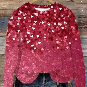 Crew Neck Valentine's Day Simple Loose Sweatshirt, Hoodies&Sweatshirts, Lilicloth.com