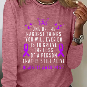 Dementia Awareness Month Butterfly Warrior Alzheimers Casual Long Sleeve Shirt, Long sleeves, Lilicloth.com