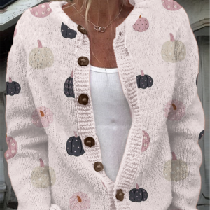 Casual Crew Neck Knitted Loose Sweater, Cardigans, Lilicloth.com