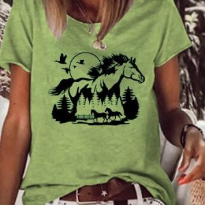 Women's Casual Crew Neck Short Sleeve T-Shirt, T-shirts, Lilicloth.com