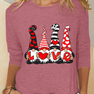 Valentine Gnomes Casual Long Sleeve Shirt, Long sleeves, Lilicloth.com
