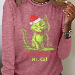 You're A Meow One Mr Cat Casual Long Sleeve Shirt, Long sleeves, Lilicloth.com
