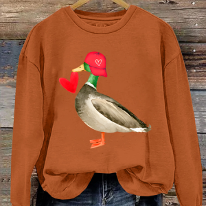 Valentine Mallard Duck Casual Sweatshirt, Hoodies&Sweatshirts, Lilicloth.com