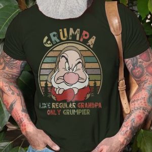 Men's Vintage Grumpa Like Regular Grandpa Only Grummpier Funny Text Letters Loose Casual T-Shirt, T-shirts, Lilicloth.com