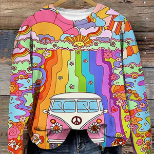 Peace Symbol Graffiti Painted Print Casual Sweatshirt, Hoodies&Sweatshirts, Lilicloth.com
