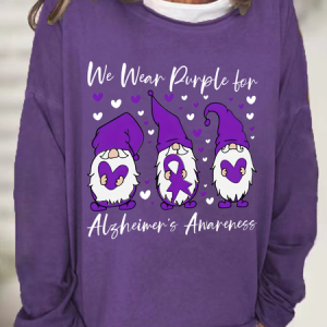 We Wear Purple For Alzheimer's Gnome Casual Sweatshirtw, Hoodies&Sweatshirts, Lilicloth.com