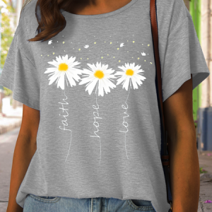 Women's Faith Hope Casual Daisy T-Shirt, T-shirts, Lilicloth.com