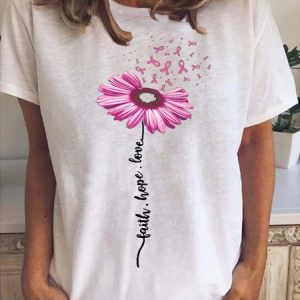 Sunflower Ribbon Faith Hope Love Women's Short Sleeve T-shirt, T-shirts, Lilicloth.com