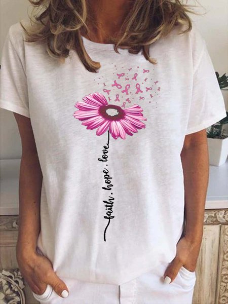 Sunflower Ribbon Faith Hope Love Women's Short Sleeve T-shirt, T-shirts, Lilicloth.com