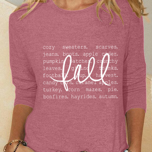 Fall Definition Words Casual Long Sleeve Shirt, Long sleeves, Lilicloth.com