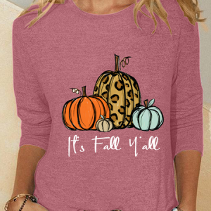 Its Fall Yall - Fall Pumpkin Thanksgiving Casual Long Sleeve Shirt, Long sleeves, Lilicloth.com