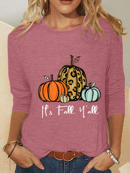 Its Fall Yall - Fall Pumpkin Thanksgiving Casual Long Sleeve Shirt, Long sleeves, Lilicloth.com