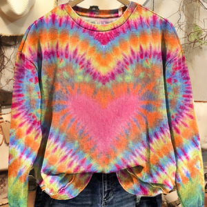 Women's Tie-Dye Pattern Crew Neck Casual Spring/Fall Long Sleeve Sweatshirt, JustFashionNow Sweatshirts & Hoodies, color:As Picture|size:XXL,