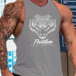 tiger men’s Sleeveless Casual Tank Top, Tank Tops, Lilicloth.com