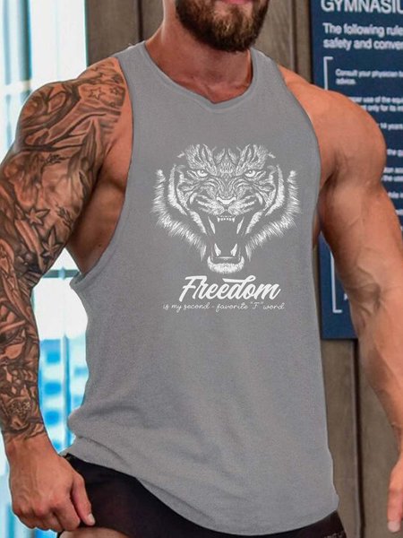 tiger men’s Sleeveless Casual Tank Top, Tank Tops, Lilicloth.com