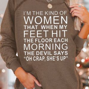 Women's Funny Cute She's up  Saying Casual Crew Neck Sweatshirt, Hoodies&Sweatshirts, Lilicloth.com